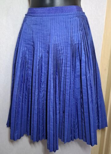 Falda BANANA REPUBLIC Azul Real Mujer 6 Cinturas 28" Plisada Fiesta Modesta Brillante - Imagen 2 de 6