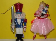 KURT ADLER 5.25 RESIN NUTCRACKER WITH SWORD MATCHING BALLERINA ORNAMENTS