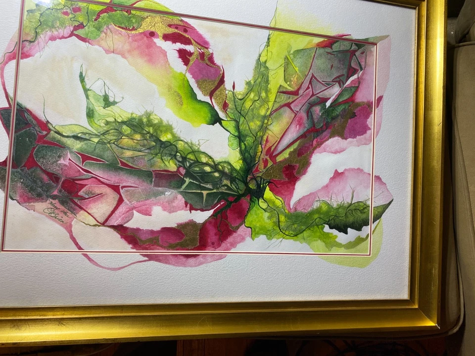 Pintura em aquarela Mary Lou O'Brien "Espírito de Natal" - Assinada e emoldurada - Imagem 4 de 4