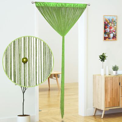 Beaded Curtain Door String Curtains for Doorways Tassels 39×79 in Green