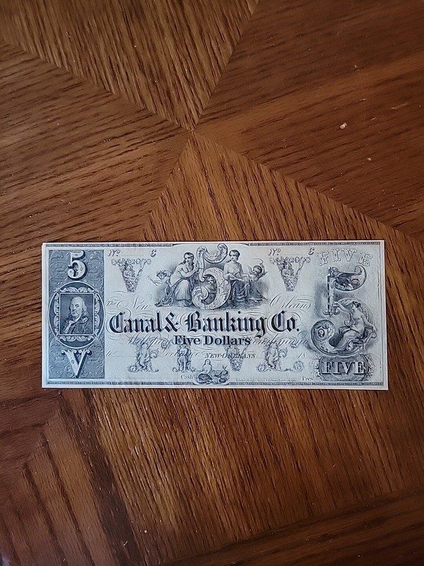 1800s Unissued $5 Canal And Banking Co. New Orleans Note