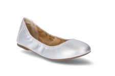 TIME and TRU Womens Scrunch Ballet Flat Shoes Size 8.5 Metallic Memory Foam New