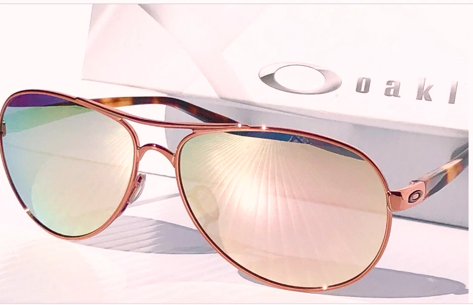 Oakley Feedback 玫瑰金偏光银河玫瑰镜飞行员女式太阳镜 — 第 3/4 张图片