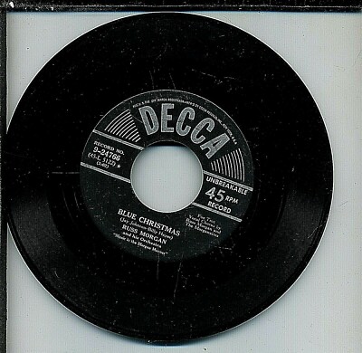 Russ Morgan Blue Christmas Mistletoe Kiss 45 PLAY TESTED