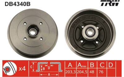 1x TRW Bremstrommeln hinten für NISSAN NOTE DB4340B - Mister Auto Autoteile