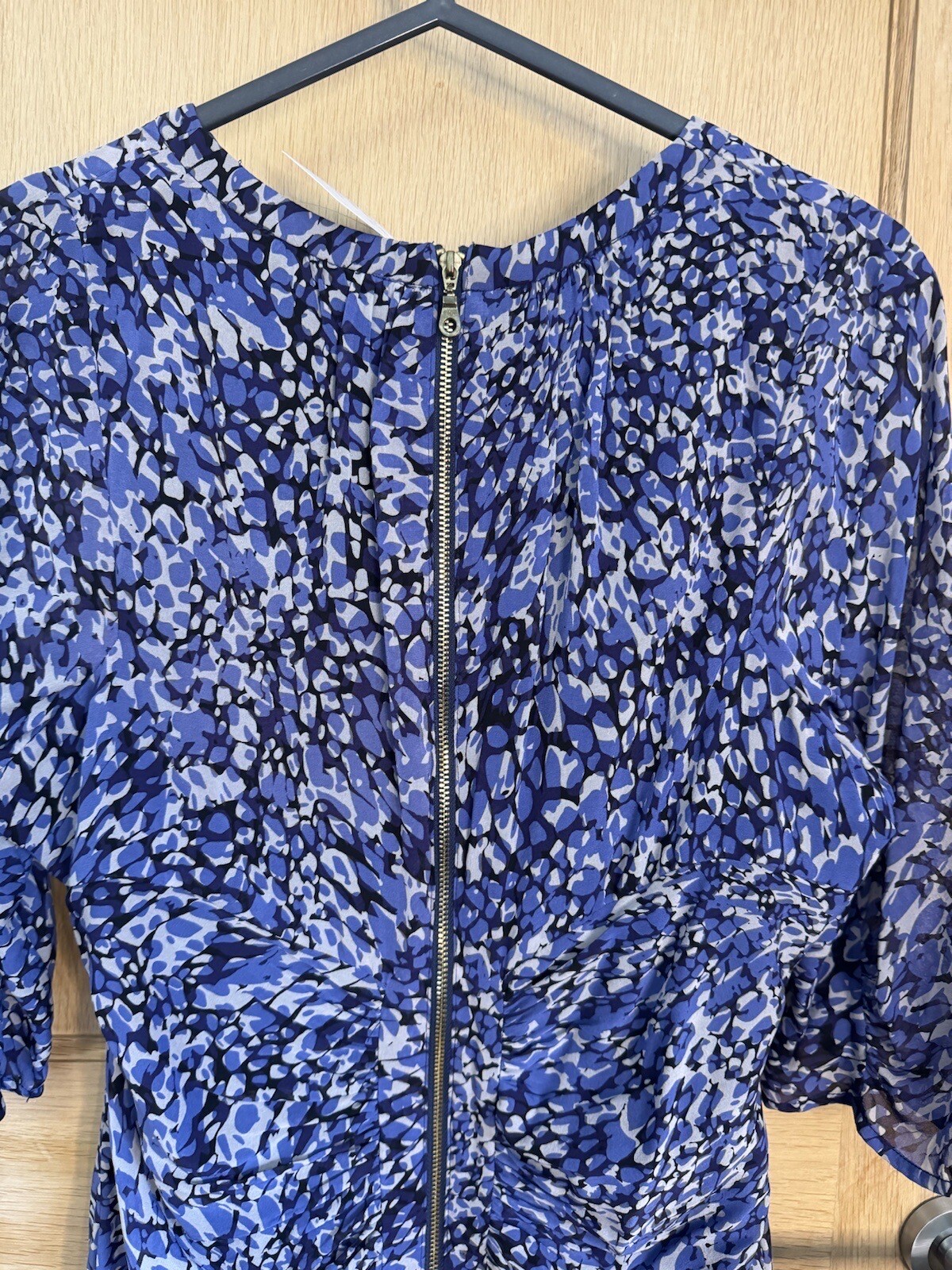 Whistles Bella Dress Bodycon UK 14 Blue Multi Petal Stretch Silk ASO