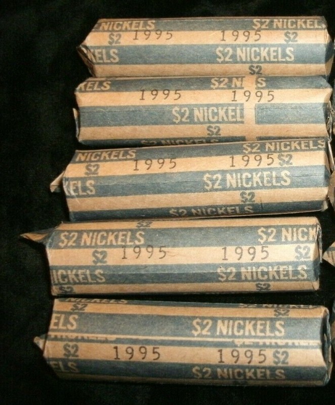 1995 P Nickel Rolls--Uncirculated--5 ROLLS--FREE SHIPPING