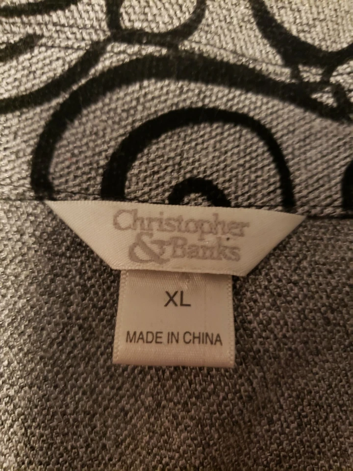 CJ Banks Women Blazer XL Jacket Button Black Velvet Swirls Tweed Collar Career - Image 3 of 4