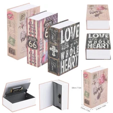 Hollow Dictionary Book Safe Box Cash Storage Case Money Secret Coded Lock Key