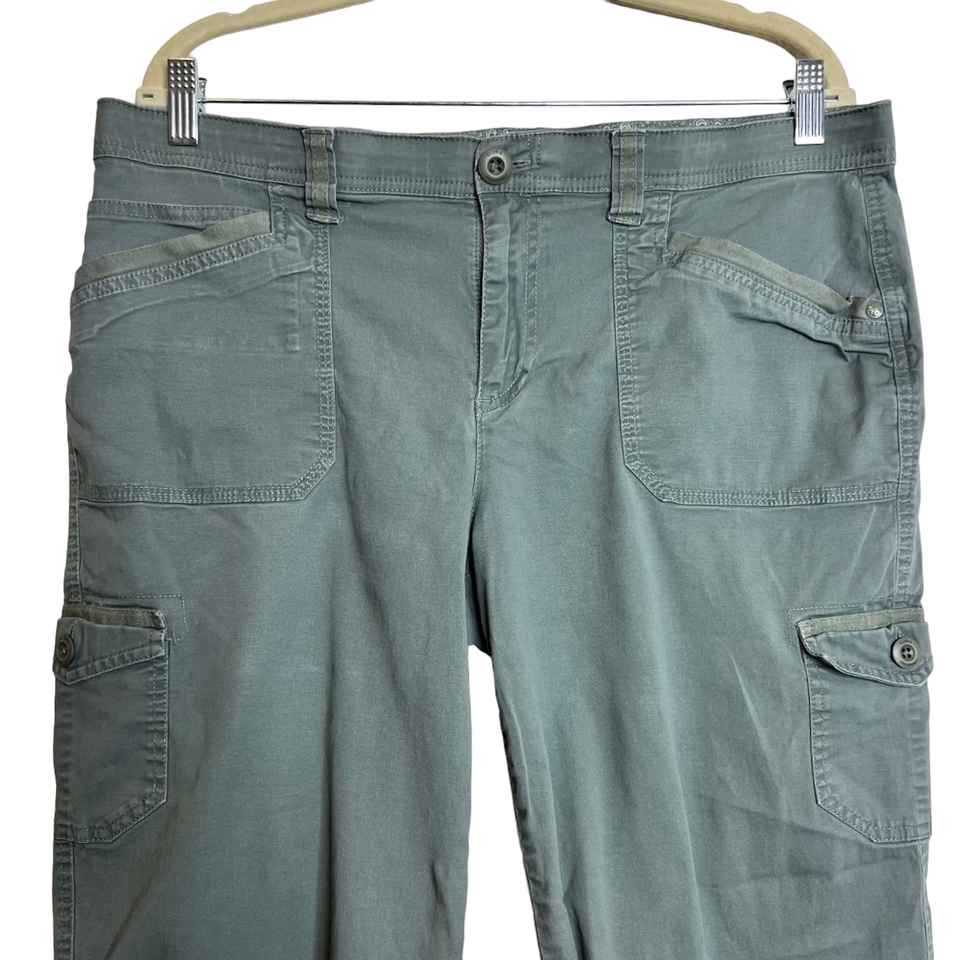 Gloria Vanderbilt Womens Crop Cargo Pants Size 14 Olive Green Cuffed