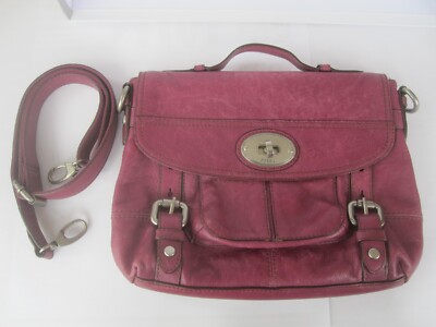 Fossil Umhängetasche, Handtasche aus bordeauxrotem Leder