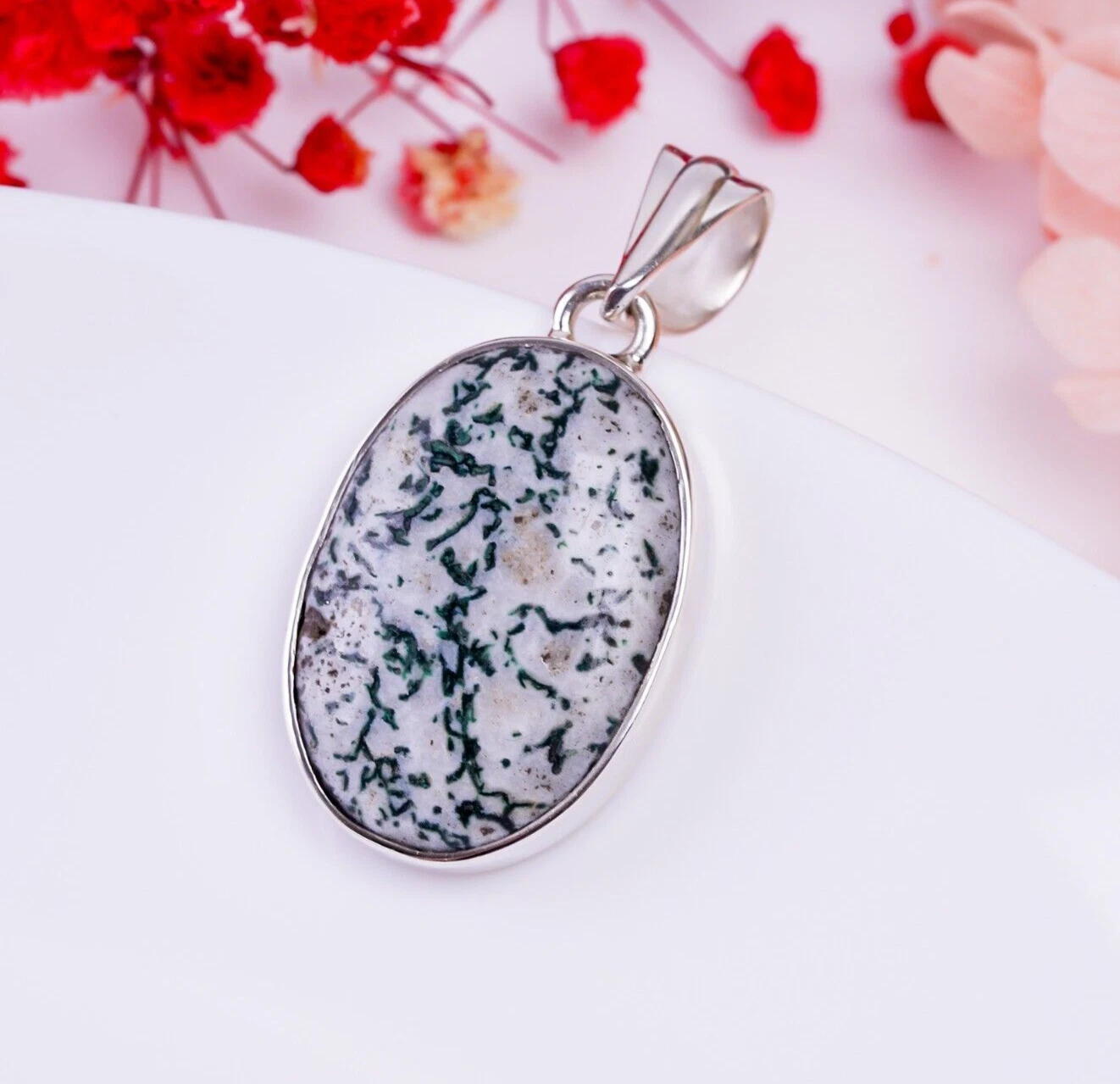 VETEMENTS Ciondolo pietra preziosa albero agata argento sterling 925 fatto a mano regalo per lei