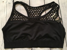 Victoria's Secret PINK ULTIMATE Sports Bra Black Unlined Lt Support Size L NWT