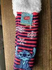 Disney Stitch Comfy Feet Unisex Fuzzy Baba Slipper Socks Shoe Size 4-10 NWT