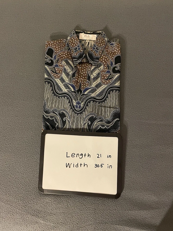 Vintage Bali Hand Made In Indonesia Men’s Button Down Short Sleeve Shirt Size 16 - Image 4 of 4