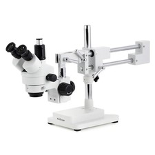AmScope 7X-45X Trinocular Stereo Zoom Microscope with Double Arm Boom Stand