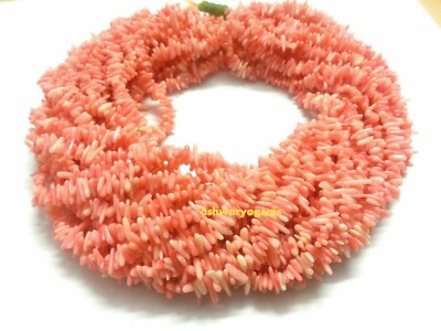Pink Coral Chips Uncut Smooth Plain Loose  Natural Gemstone Beads 4-5mm 13''Inch