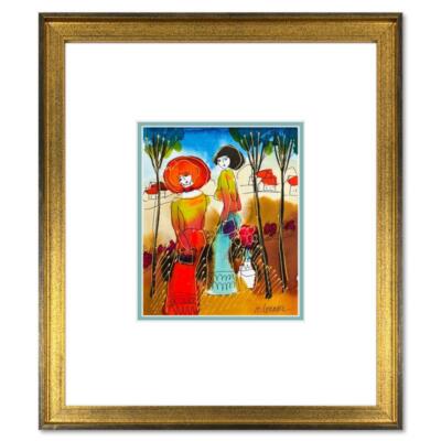 Moshe Leider, Framed Original Mixed Media Watercolor Painting, Hand Signed