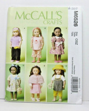 McCall's M6526 Sewing Pattern 18'' Doll Clothes Dress Top Pants Hat Cape Uncut