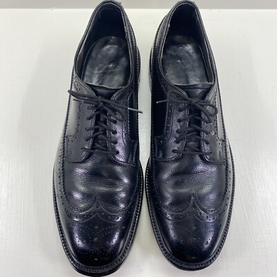 Hanover Vintage Sheppard LB Signatures Black Pebble Leather Wingtip Oxfords 9.5 VTG Hanover LB Sheppard Signature Men Wingtip Black Pebble  main image 4