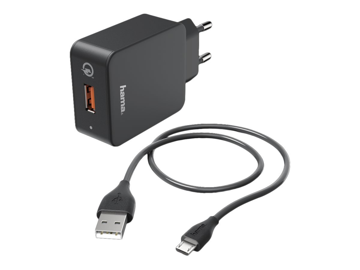 Hama Power adapter 19.5 Watt 3 A QC 3.0 (USB) on cable: Micro-USB 00133754