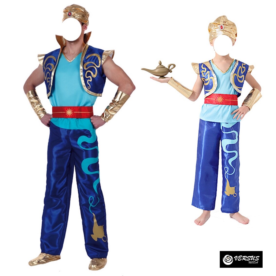 Genio Aladino Vestito Carnevale Costume Aladdin Genie Cosplay