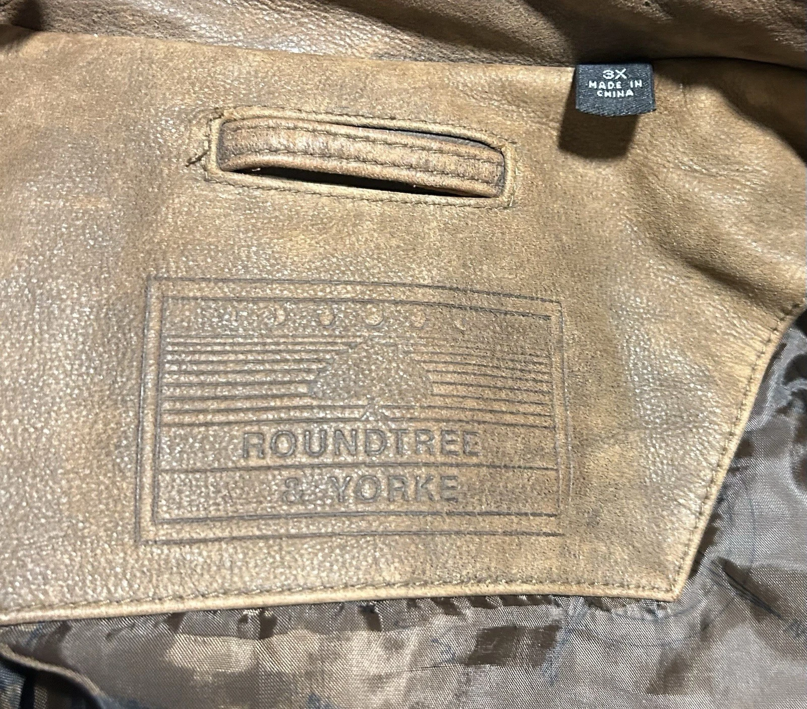 Roundtree & Yorke Men's Brown Genuine Leather Bomber Jacket Lined Zip 3XL - product detail image 8