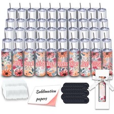 50 Pack Sublimation Tumblers 20 oz Skinny bulk,Stainless Steel Double Wall In...