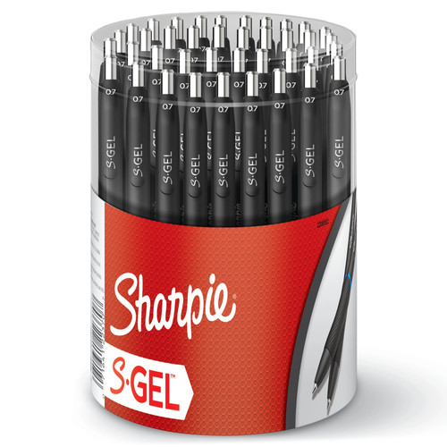Sharpie S-Gel Black Barrel Blue Ink 36 Count Cannister