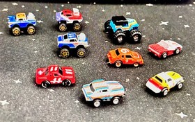 Vintage Galoob Micro Machines Lot Of 9 Race Cars & Monster Wheels 1980's