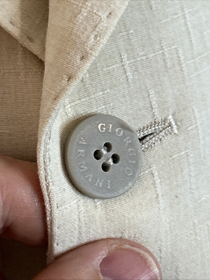 Blazer masculino Giorgio Armani Le Collezioni linho seda tamanho 48R texturizado creme Itália - Imagem 4 de 4