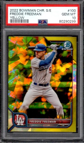2022 Bowman Chrome Freddie Freeman yellow saphire /50 Dodgers PSA 10