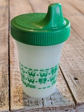 Vintage Playtex Plastic Sippy Cup Green, Standard Sippy Spout Lid Baby Toddler