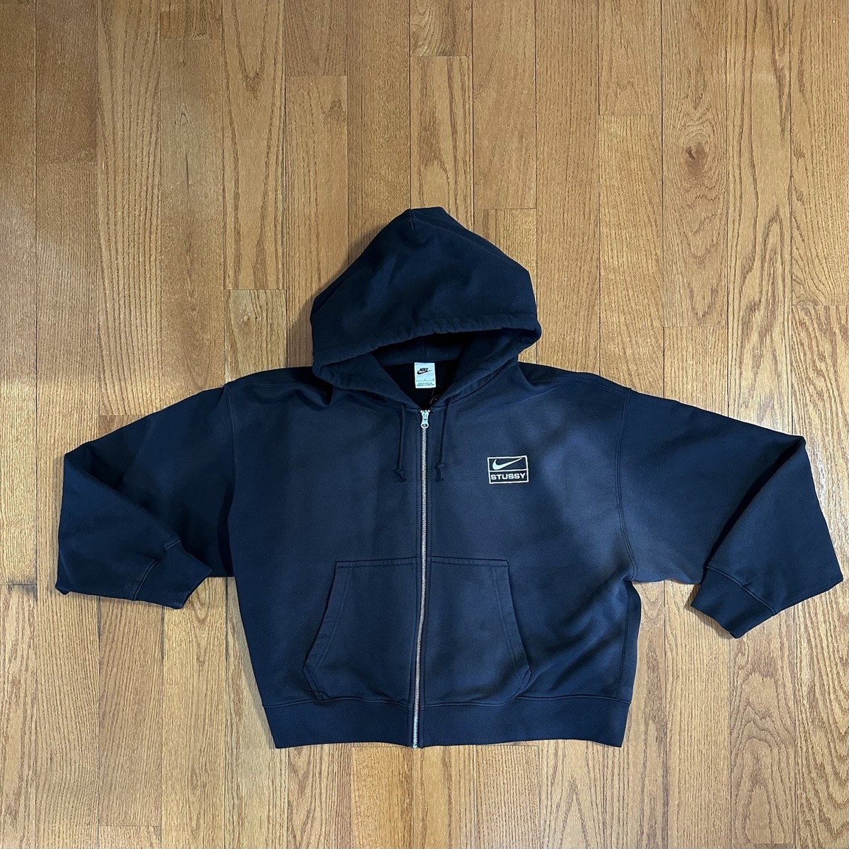 Nike x Stussy Stone Washed Fleece Zip Hoodie 'Black' FJ9175 010