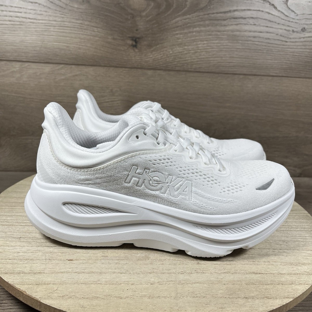 HOKA Bondi 9 White Running Shoes 1162014/ WWH NEW w/ BOX Womens