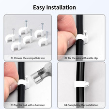 Cable Clips Wire Wall Clips with Steel Nails Coaxial Nail Clamps for Cable Cord