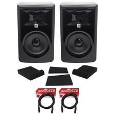2 JBL 306P MkII 6" Powered Studio Recording Monitors Speakers Pads XLR Cables