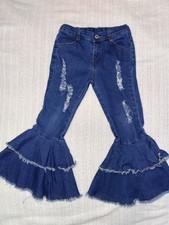 Girls Boutique Western Ruffle Bell Bottom Jeans Size 6/7