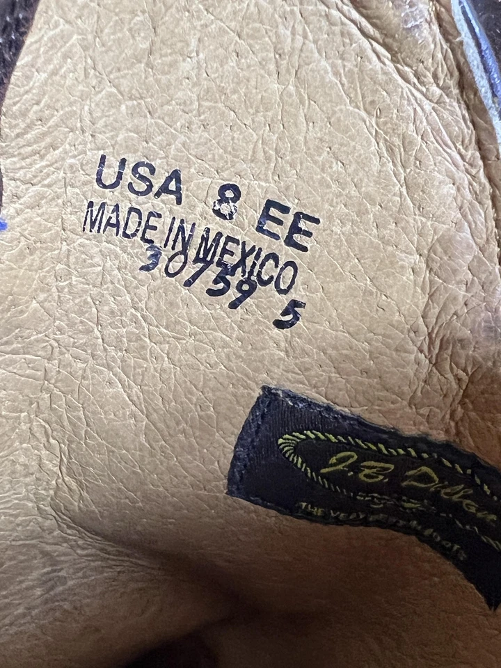 Botas de Vaquero JB Dillon Para Hombre Talla 8 EE Cuero Marrón Punta Occidental JBM2306 Foto 4 de 4