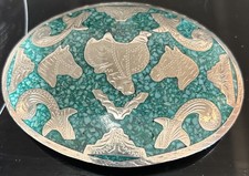 Western Silver Tone Faux Turquoise Belt Buckle Inlay Horseheads Saddle