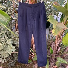 Vintage 1990s NWT Bugle Boy Pleated Dress Pants 32x32 Navy Rayon Blend