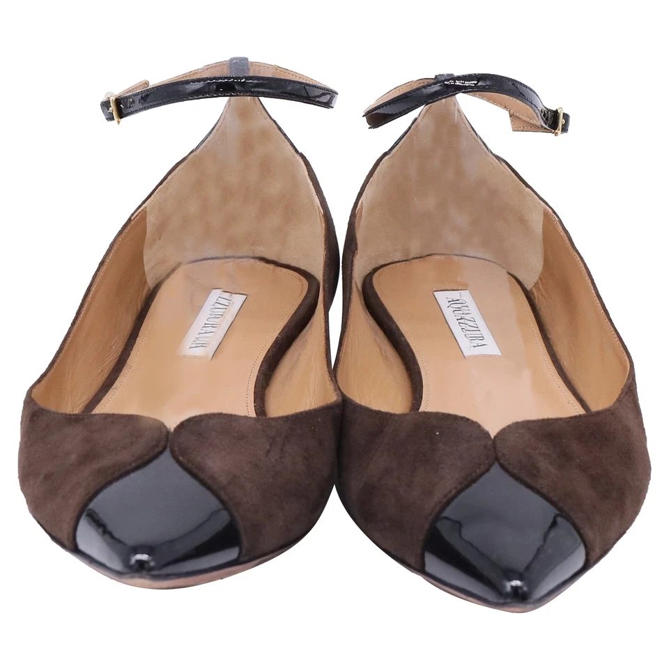 Pisos planos de ballet Aquazzura Pinot de gamuza con ribete de charol bicolor con talla 39 Foto 2 de 4