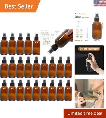 120Ml Glass Spray Bottles with Fine Mist Sprayer 24Pack, Small Amber Glass Spray