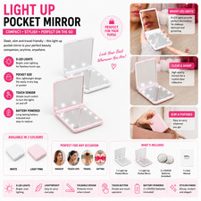 LED Light Up Pocket Mirror Compact Travel Makeup Mirror Folding Cosmetic Mirror