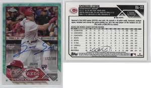 2023 Topps Chrome Rookie Aqua Wave Refractor /199 Spencer Steer #RA-SS Auto RC
