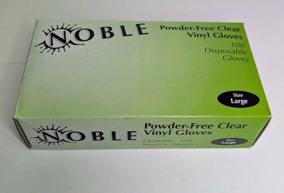 Noble Products Powder-Free Disposable Clear Vinyl Gloves - Large - 100/Case