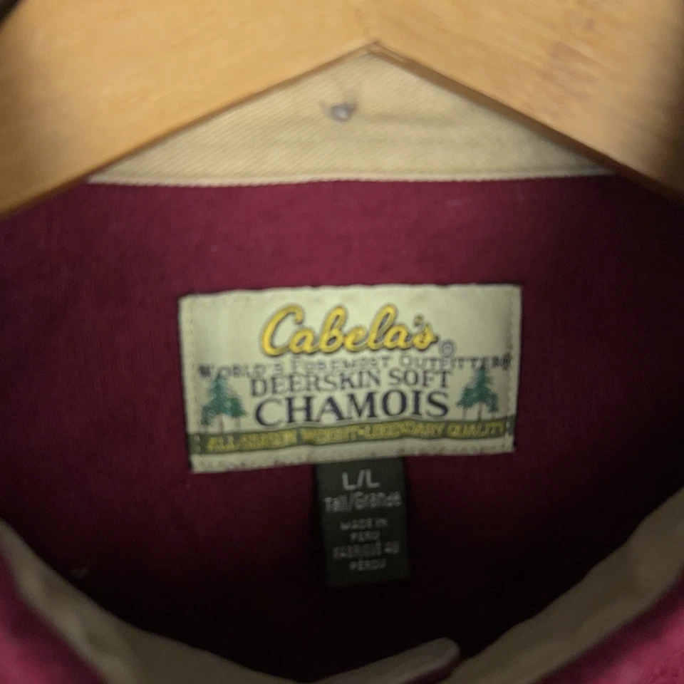 Camisa De Colección Cabela's Piel de Ciervo Gamuza Suave Franela Para Hombre Grande Azteca Rojo Perro Caída Foto 4 de 4