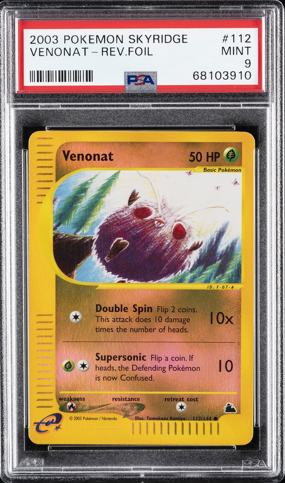 2003 POKEMON SKYRIDGE #112 VENONAT-REVERSE FOIL PSA 9