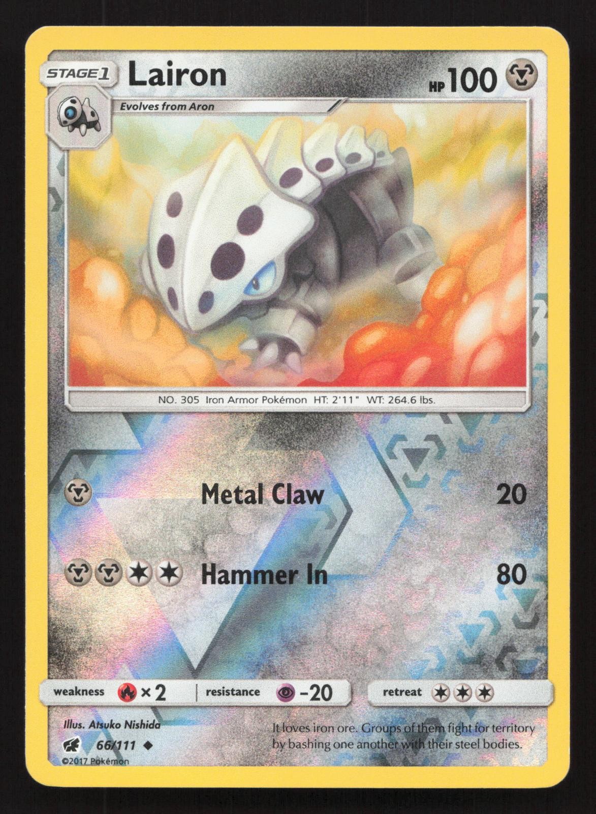Lairon 66/111 Crimson Invasion Reverse Holo Uncommon Pokemon Near Mint