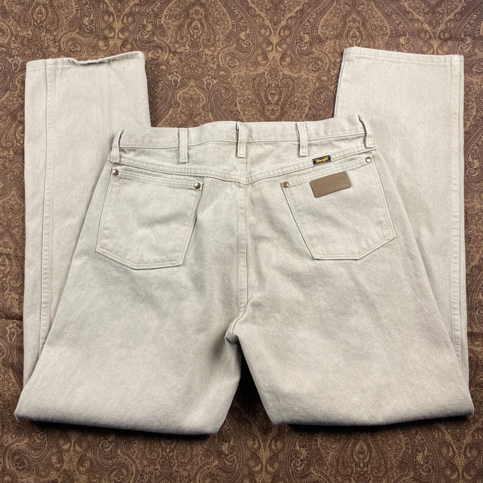 Pantalones de mezclilla Wrangler corte vaquero para hombre 38X34 ajuste 36x33” beige/bronceado 13MWZTN vintage Foto 2 de 4